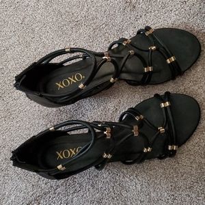 OXOX black size 8 wedge sandals